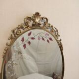 Gilded bronze mirror and screen-printed glass with flower motif
