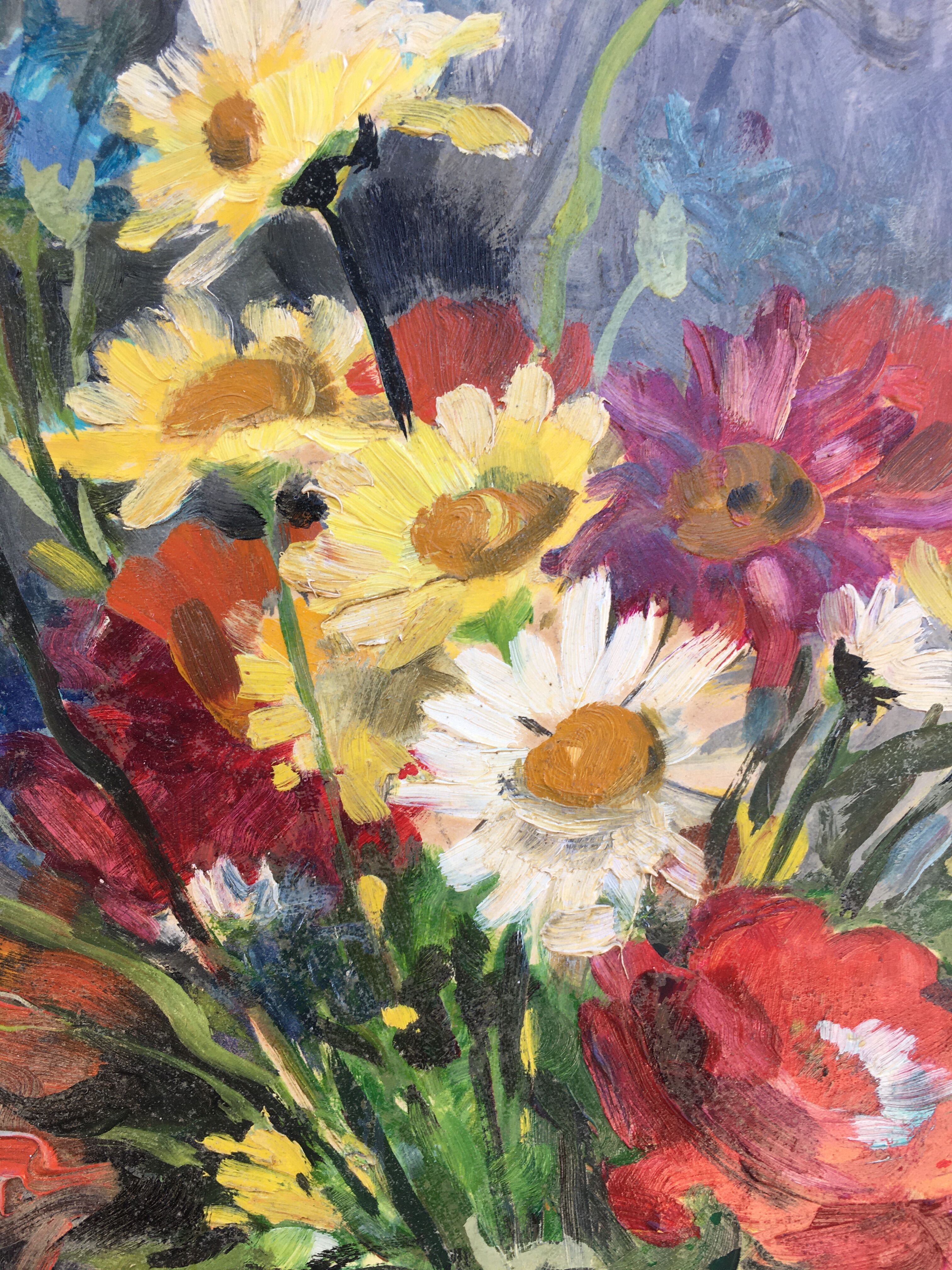 Painting on wood bouquet of flowers