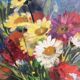 Peinture sur bois bouquet de fleurs