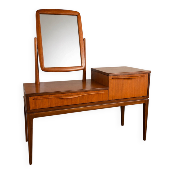 Coiffeuse scandinave en teck avec miroir orientable – Années 60