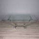 VINTAGE METAL, BRASS, AND GLASS TABLE BY RENATO ZEVI, 1970S