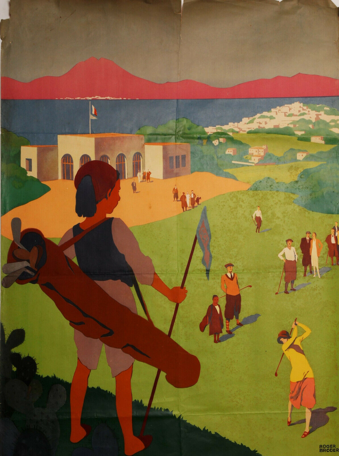 Affiche Roger Broders golf de la soukra Tunis plm Vaugirard 1932