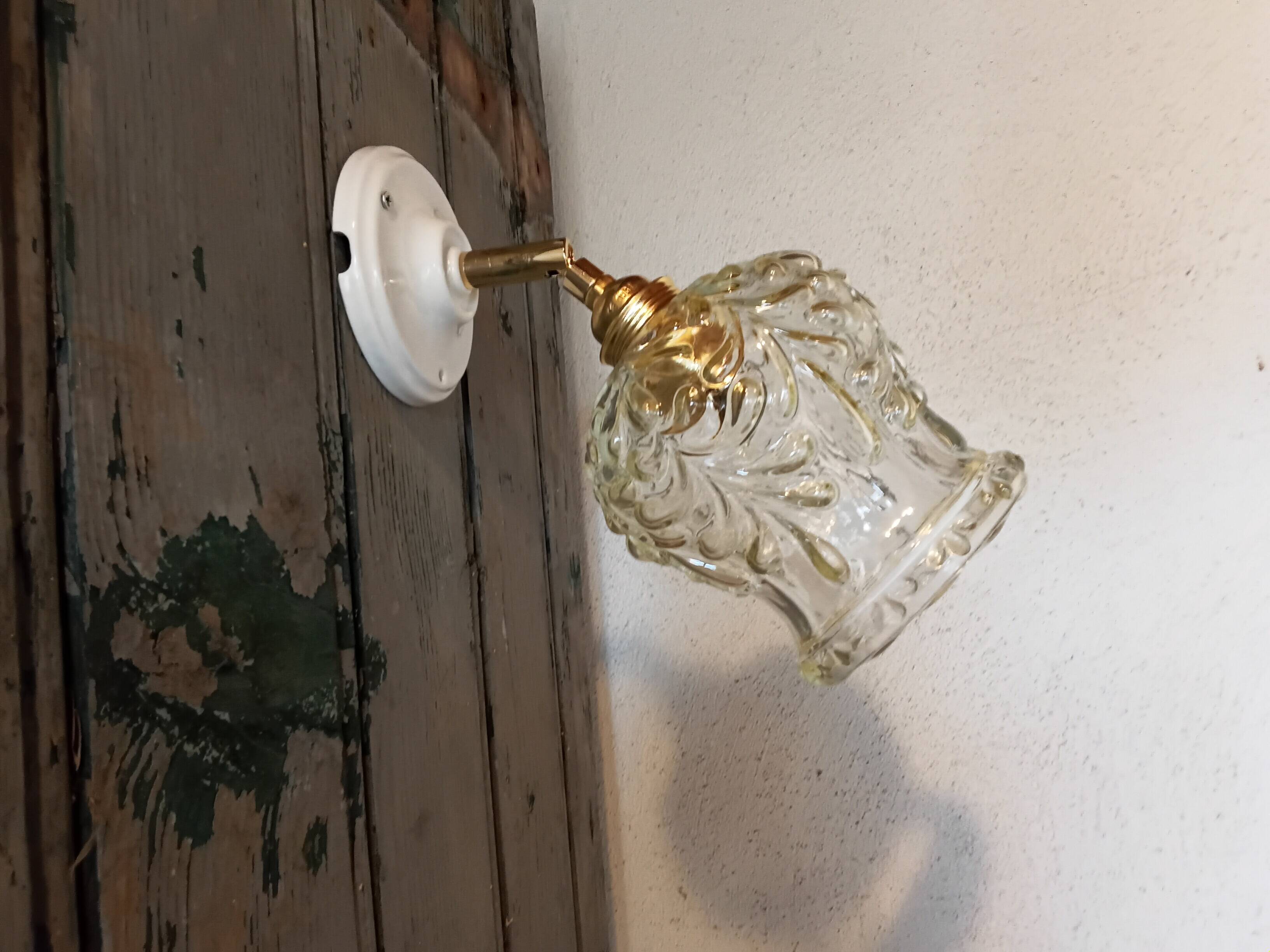 Vintage molded glass wall light