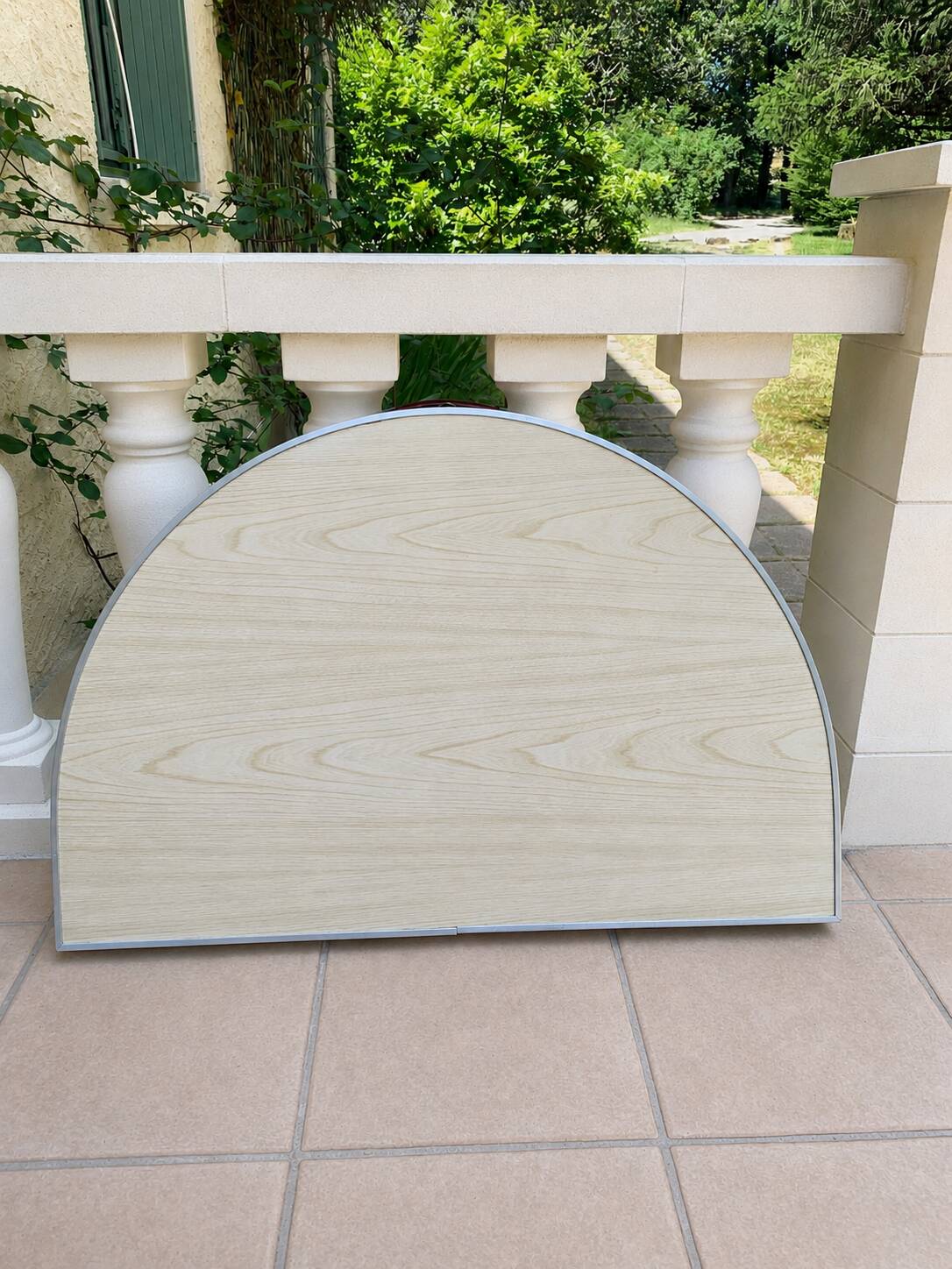 Folding oval table - height adjustable - metal and laminate - 60s/70s.