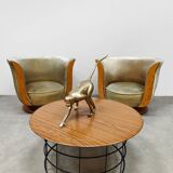 Pair of Art Deco "Tulip" armchairs from the "Le Malandre" hotel