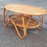 Rattan and wicker coffee table Italy 1960