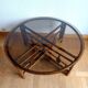 Large telescopic rattan table circa 1970