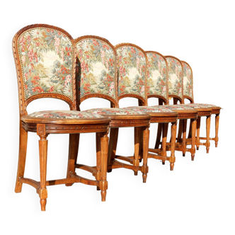 Chairs with embroidered fabrics