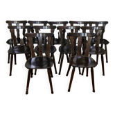 Chaises anciennes de bistrot  en bois massif de chêne