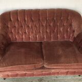Pink velvet sofa