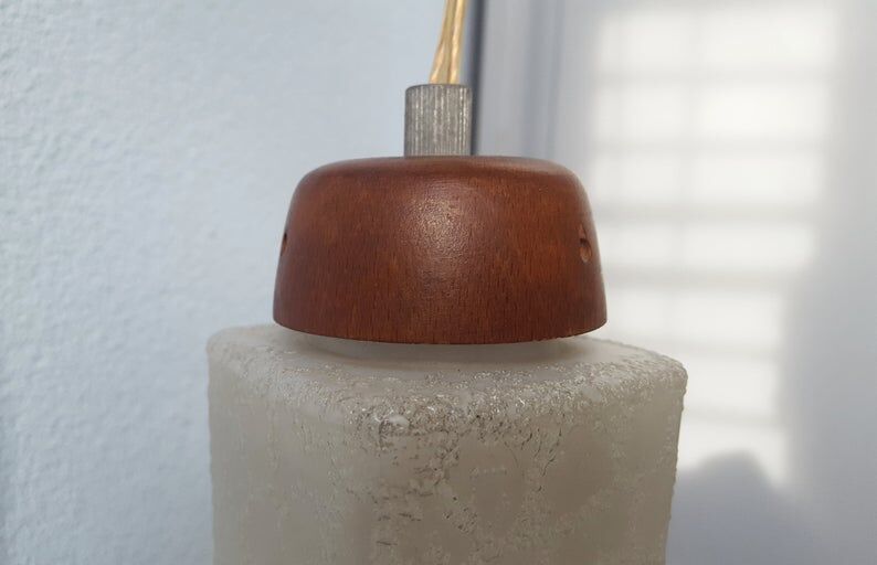 Wooden applique with 60s glass blind