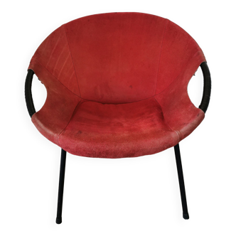 Armchair in suede by Lusch 1970
