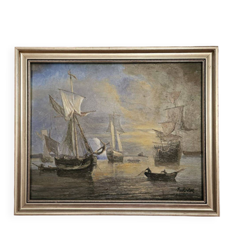 TURNER Oil on Panel Marine