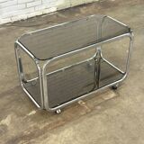 Table basse Space Age avec chrome et verre fumé