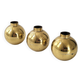 Suite of 3 candle holders in vintage solid brass 1950