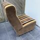 Vintage 1970s lounge chair – striped orange, brown, and cream velvet