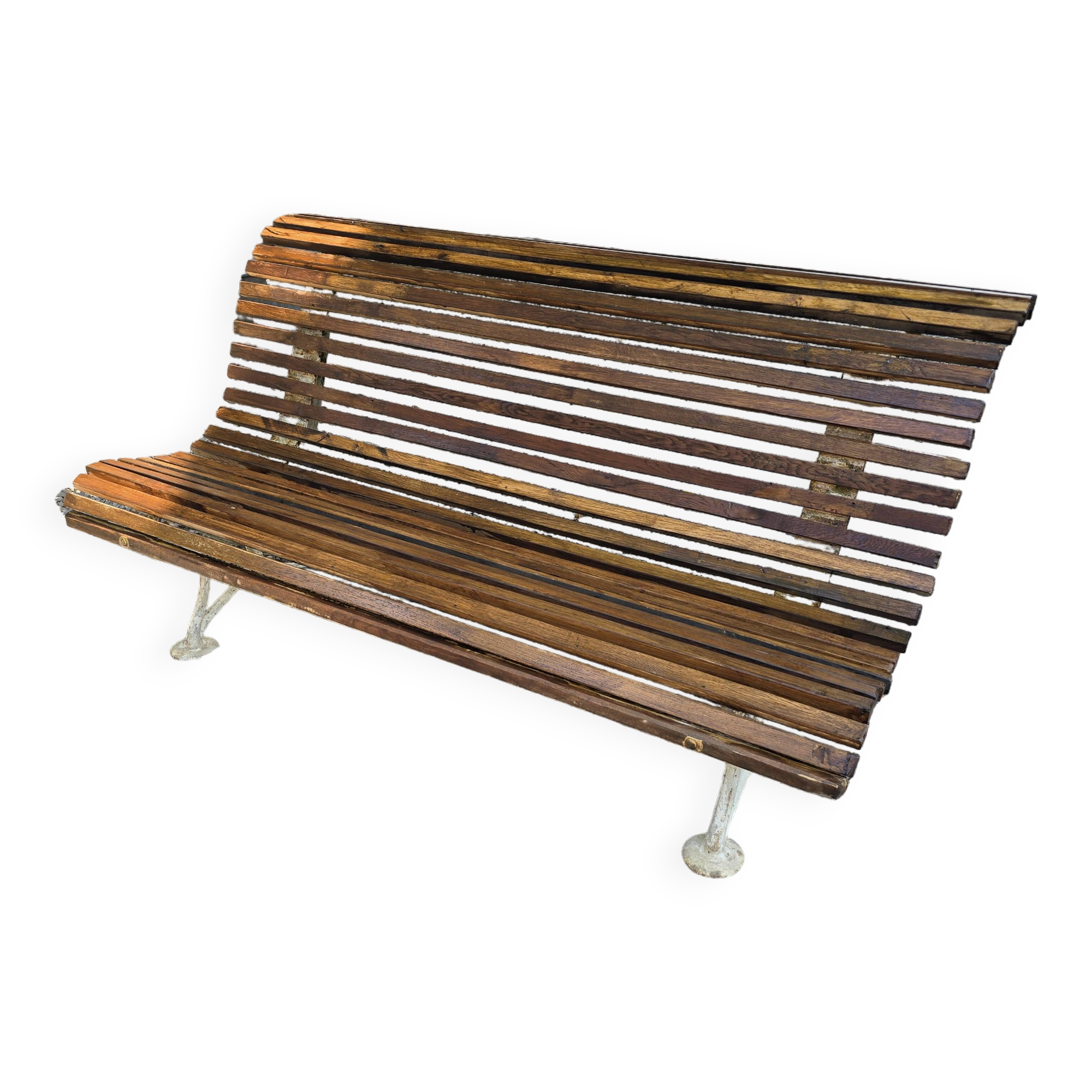 Garden bench with cast iron legs and oak slats
