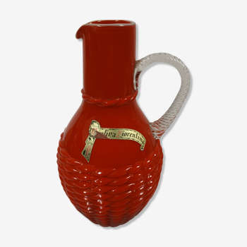 Carafe opaline fiorentina rouge fait main italie 30cm