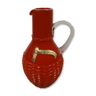 Carafe opaline fiorentina rouge fait main italie 30cm