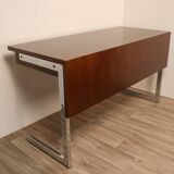 Vintage teak and chrome metal desk circa 1970