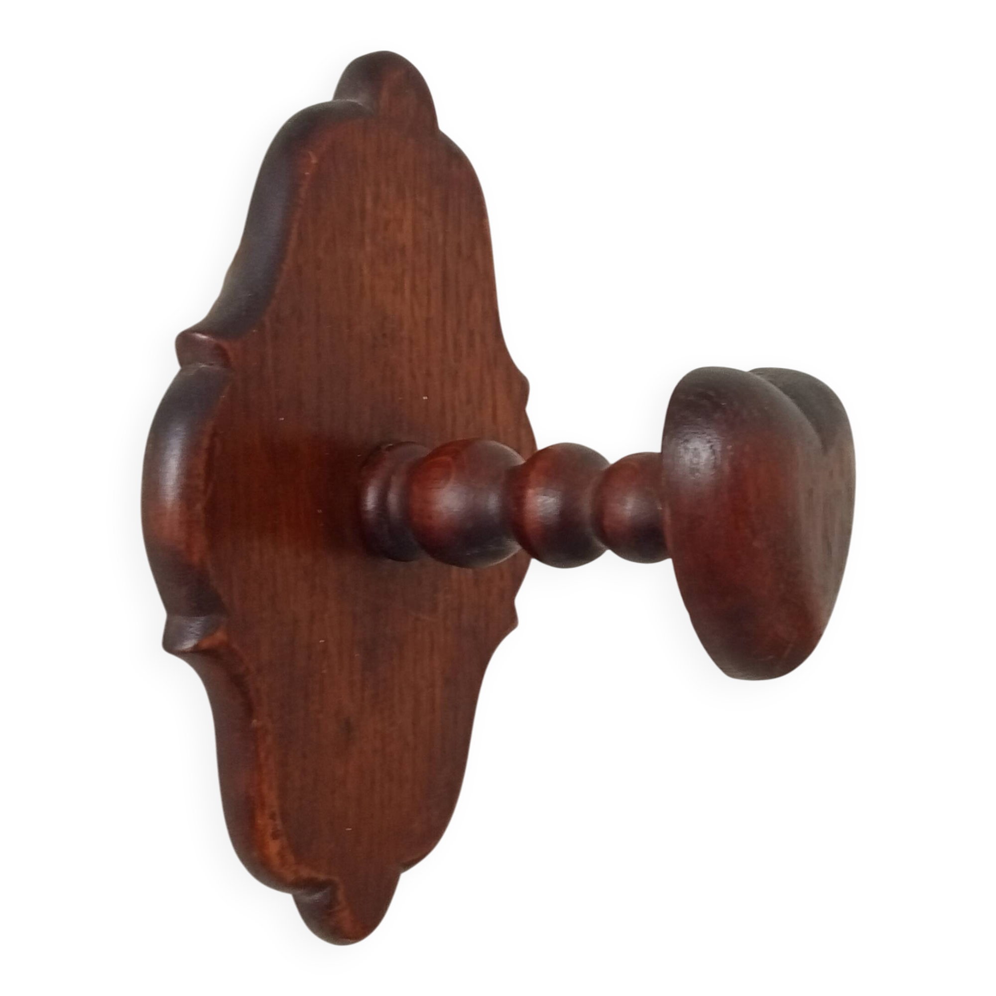 Vintage wall coat rack in carved solid wood, popular art.
