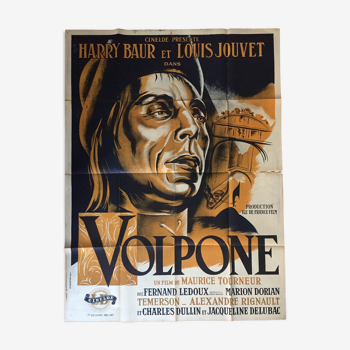 Affiche cinéma "Volpone" Louis Jouvet Harry Baur 120x160cm 1950