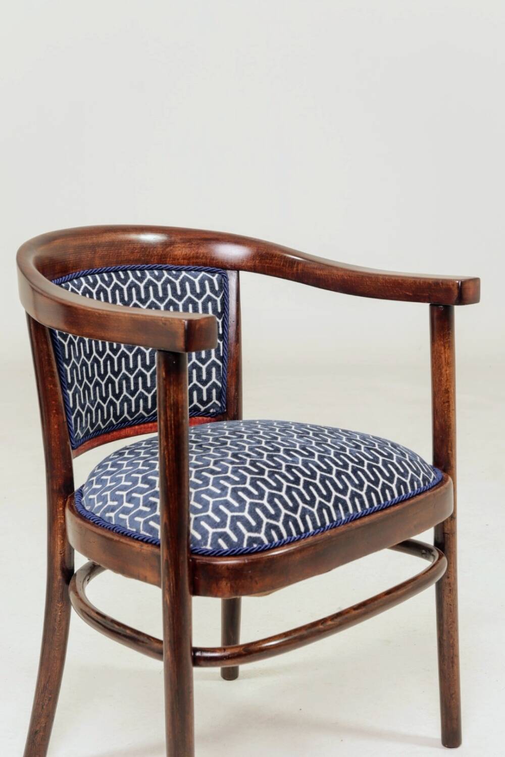Pair of restored Art Deco style Thonet armchairs in jacquard.