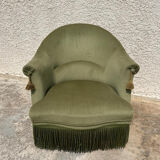 Pair of vintage green toad armchairs