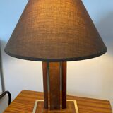 Vintage lamp in leather and gold metal