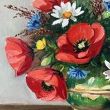 Painting painted in oil on canvas representing a bouquet of flowers signed Surgeon.