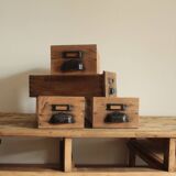 Meuble de métier à casiers vintage en bois