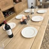 Solid oak farmhouse table with 2 central extensions