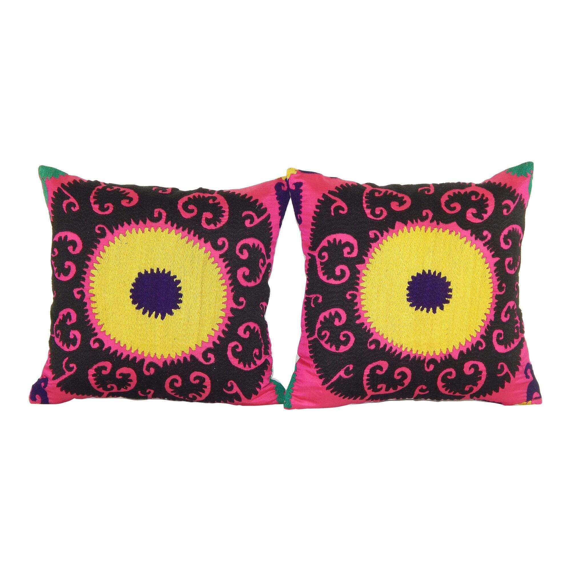 Set of 2 vintage embroidered cushion covers 41x41 cm