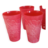 Cervé vintage red frosted glass orangeade set with fruit decoration