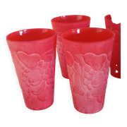 Cervé vintage red frosted glass orangeade set with fruit decoration