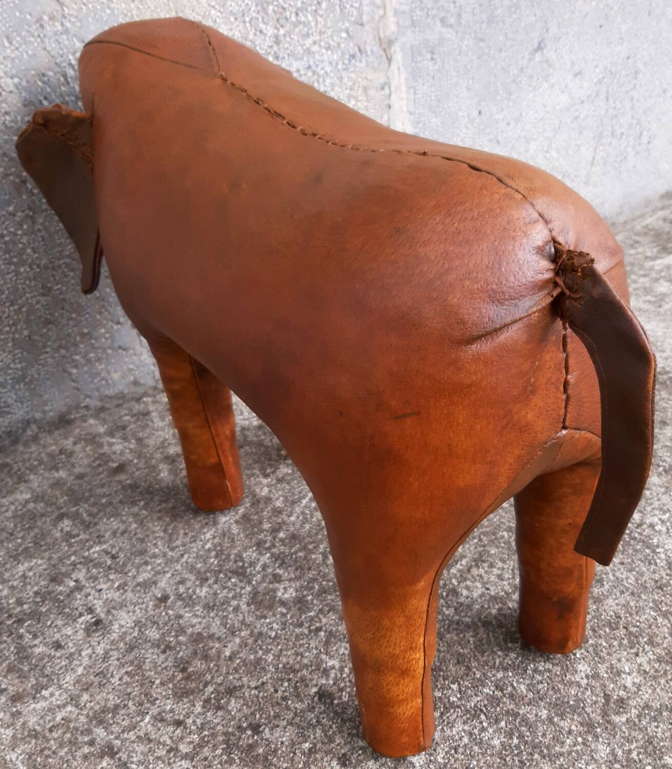 Leather footstool, Dimitri Omersa, 1950s