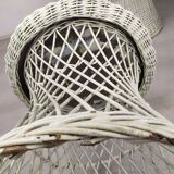 White rattan armchair and table