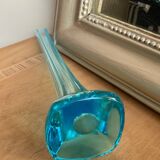 Vase soliflore vintage bleu turquoise - verre soufflé - design années