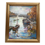 Oil painting on canvas signed “Autumn in Paris” dimensions: height-65cm- width-42cm-