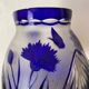 Cobalt blue double crystal vase signed G. Raspiller