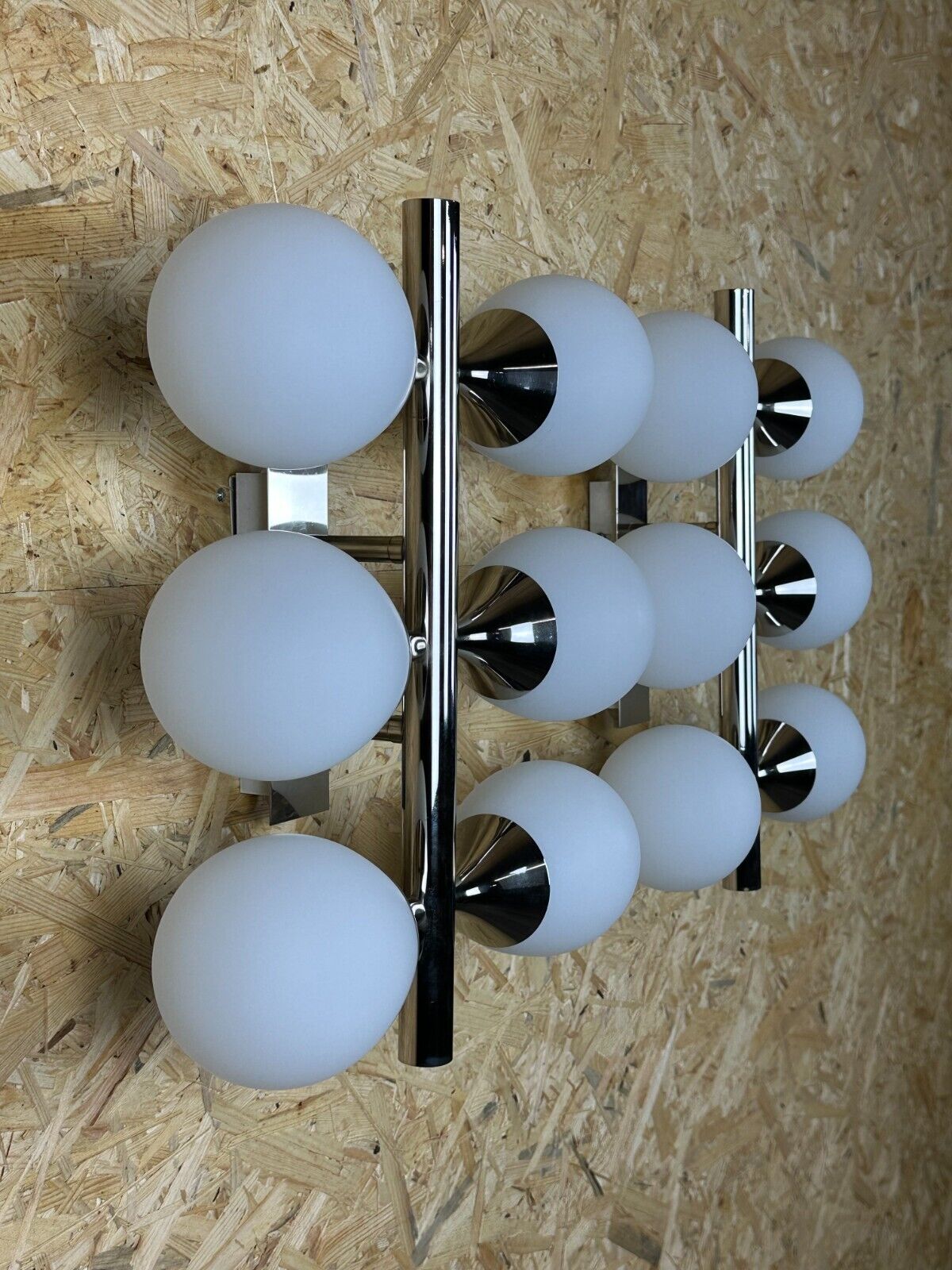 2x 60s 70s 6-bulb Sputnik wall lights by Kaiser Leuchten opal glass