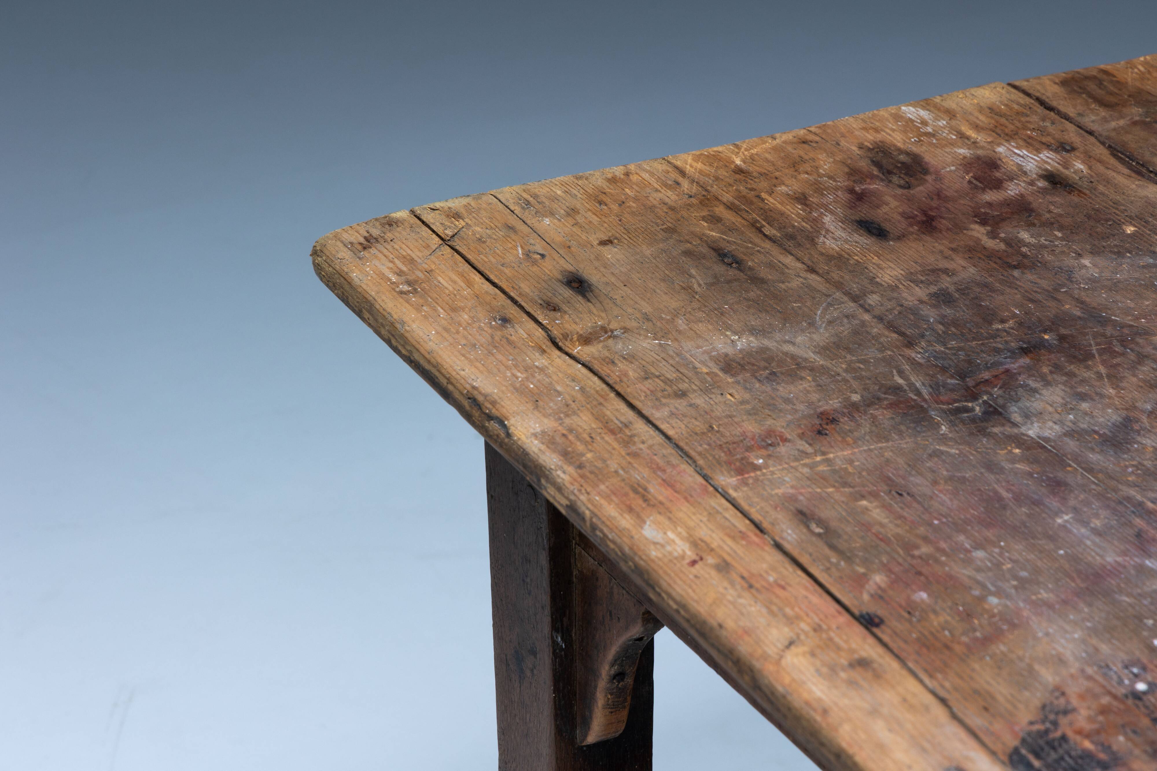 Rustic Primitive Farmhouse Dining Table, France, 19th Century