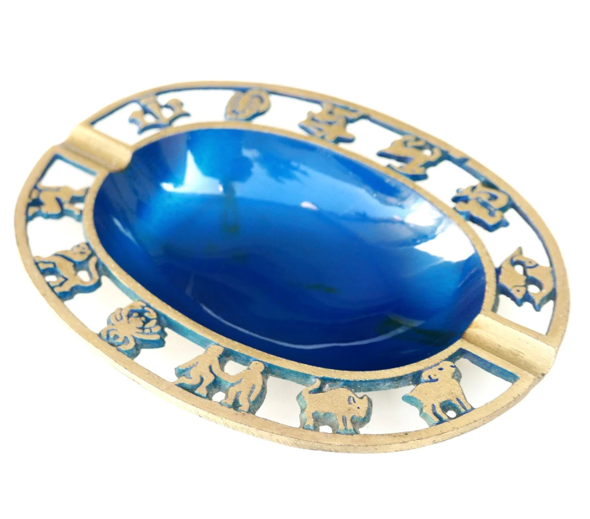 Empty brass pocket, astrology décor, made in Israel