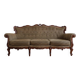 Classic 3-seater sofa in brown fabric and wood.
