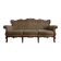 Classic 3-seater sofa in brown fabric and wood.