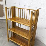 1970s honey-colored folding bamboo shelf