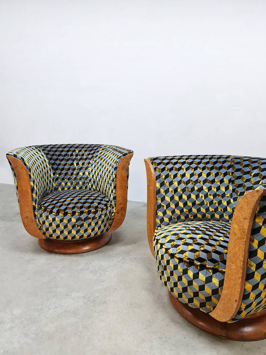 Art deco Tulip lounge chairs hotel 'Le Malandre' model Depose