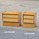 Pair of bedside tables, vintage rattan side furniture 1960