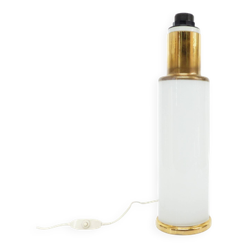 Pied de lampe en verre opalin blanc, Uno & Östen Kristiansson pour Luxus Su