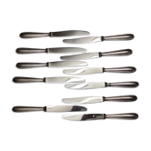 set of 12 Christofle table knives model "pearls" in silver metal from the 60s